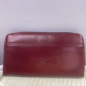 DKNY Burgundy Faux Leather Women's Wallet Zip-around 4x7.5x1"
